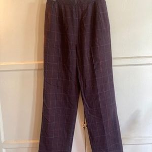 70s brown plaid wool wide-legged trousers